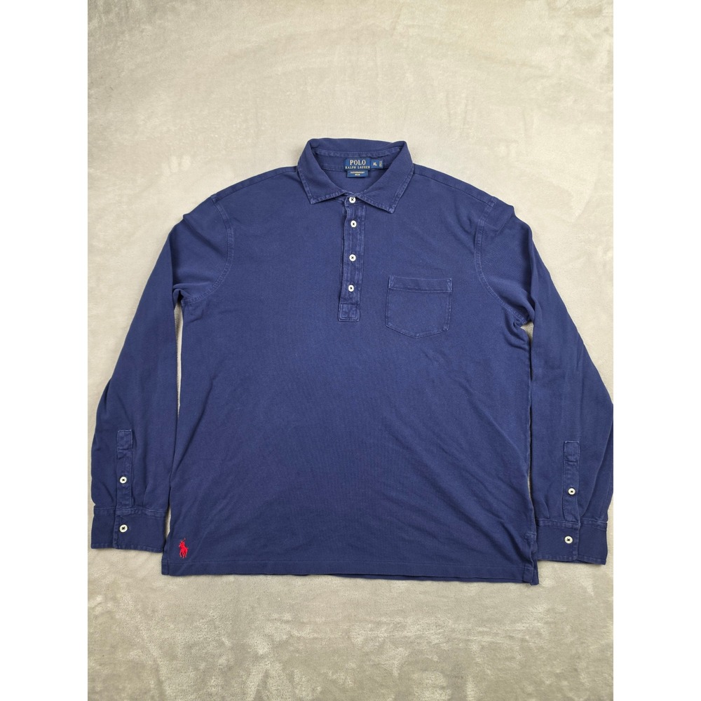 Polo Ralph Lauren Polo Shirt Mens XL Blue Featherweight Mesh L/S Fits Short